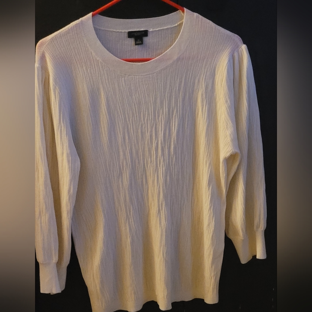 ○●ANN TAYLOR FACTORY OFF WHITE XL 3/4 BUSINESS CASUAL TOP ○●